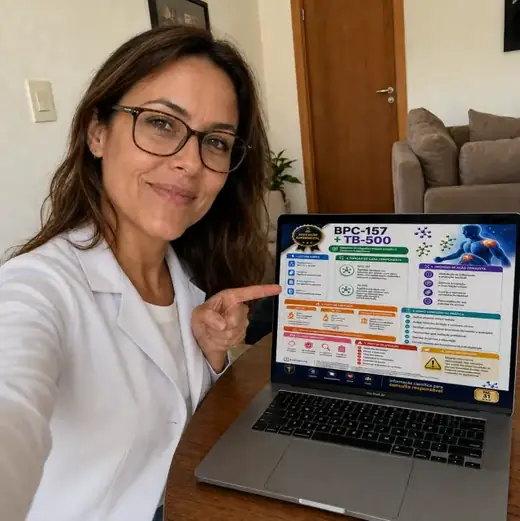 Cartilha de combinações de peptídeos exibida no computador